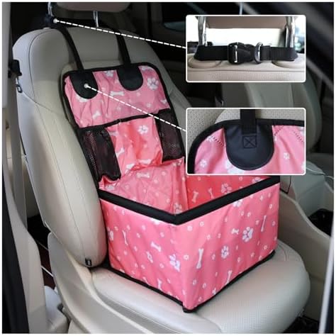 Pet Car Seat with Storage Pockets Universal for Small