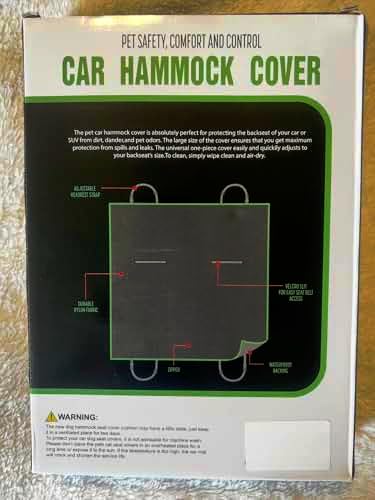 Pet Car Hammock Cover with Adjustable Straps, Backseat