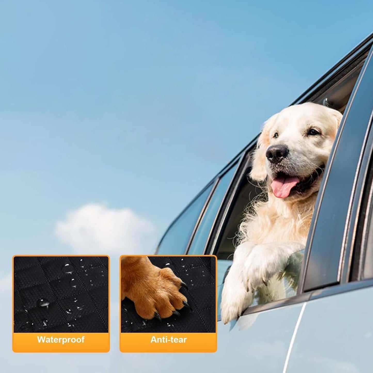 Dog Car Seat Cover for Back Seat, Hard Bottom Back Seat
