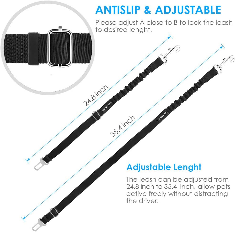 2 Pack Dog Seat Belt, Retractable Dog Car Harness