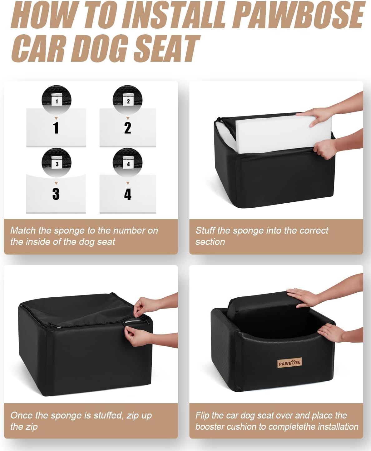 Leather Dog Car Seat for Small Medium Dogs up to 35lbs