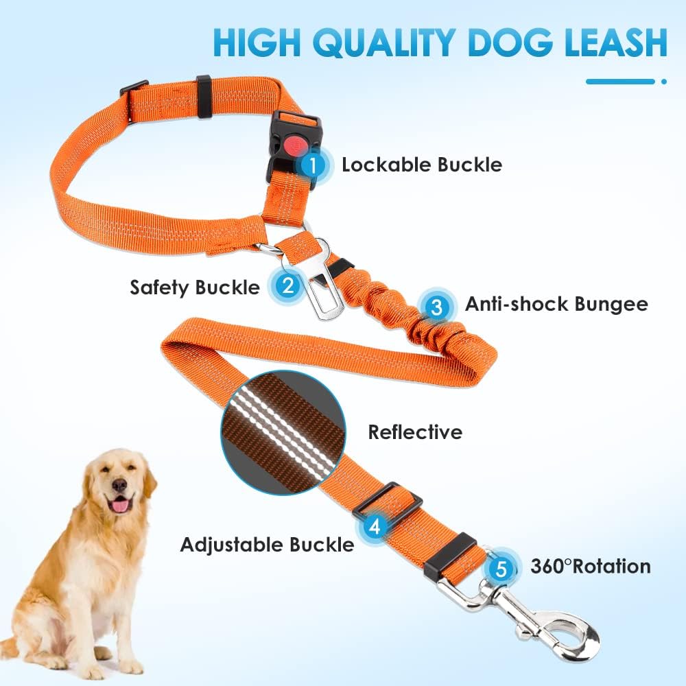 Dog Seat Belt for Car, 2 Pack Dog Car Harness Seatbelt
