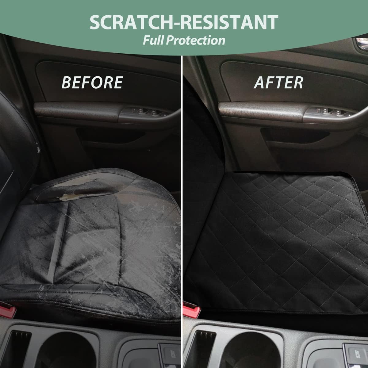 Dog Car Front Seat Cover with Side Flaps & Buckle Straps