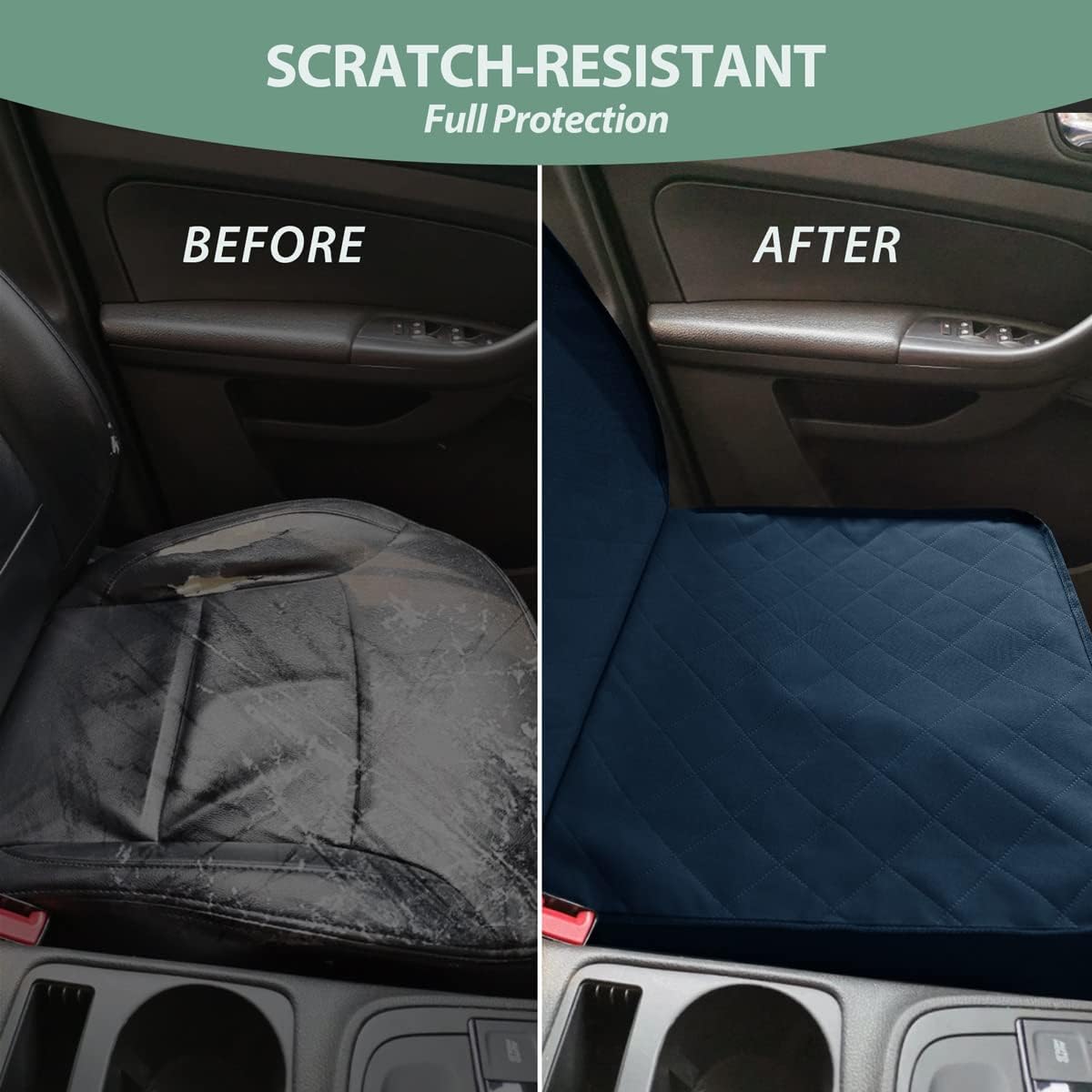 Dog Car Front Seat Cover with Side Flaps & Buckle Straps
