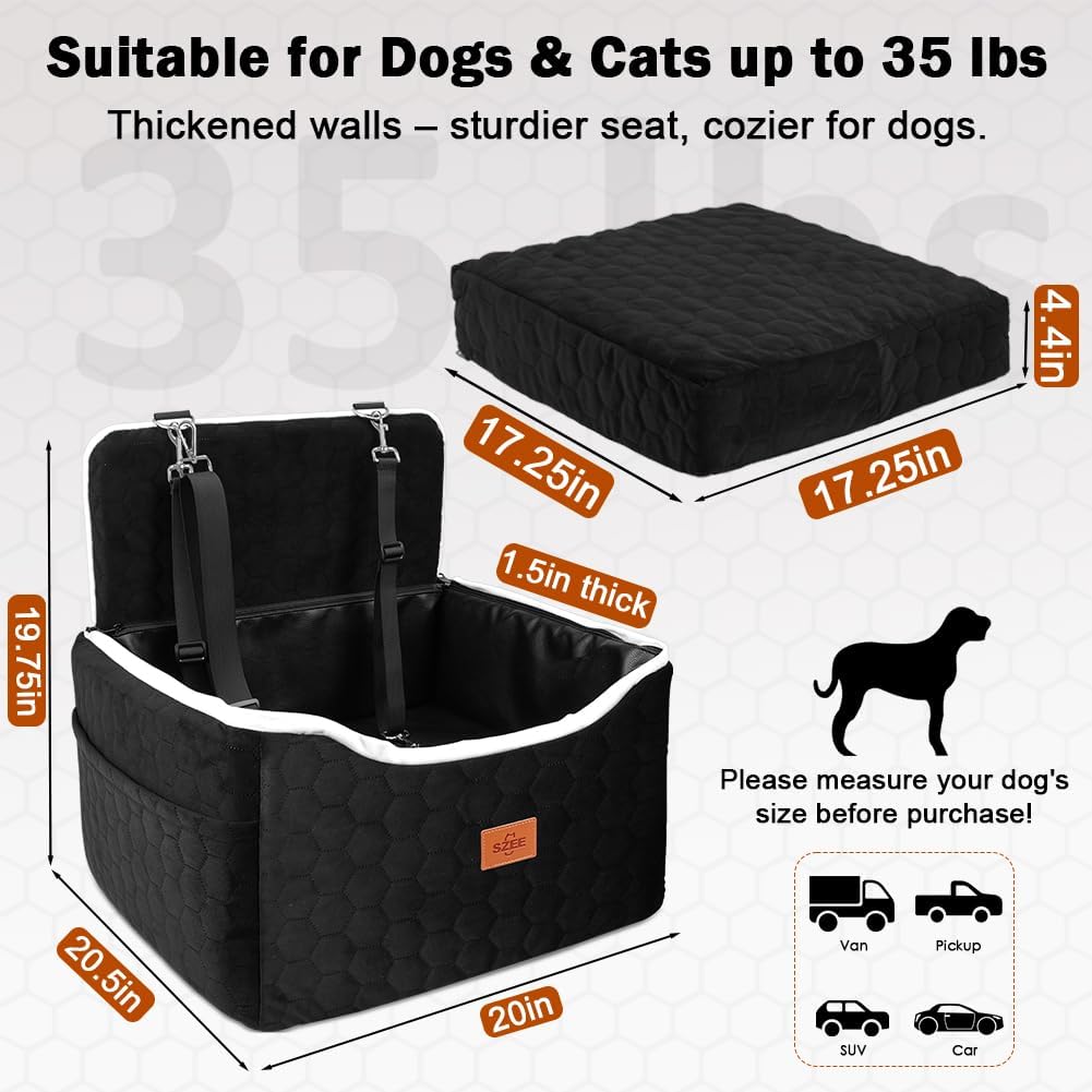 Dog Car Seat for Small/Medium Sized Dogs up to 35 lbs, Dog