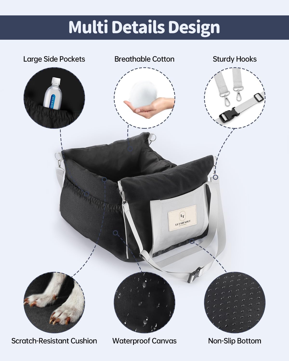Dog Car Seat for Dogs - Waterproof Dog Booster Seat for Car