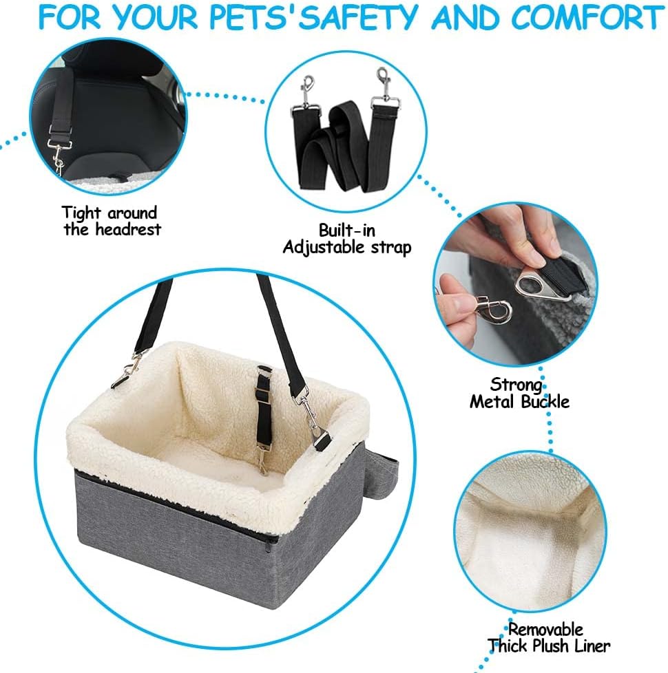 Dog Car Booster Seat for Small Dogs & Cats, Raised with