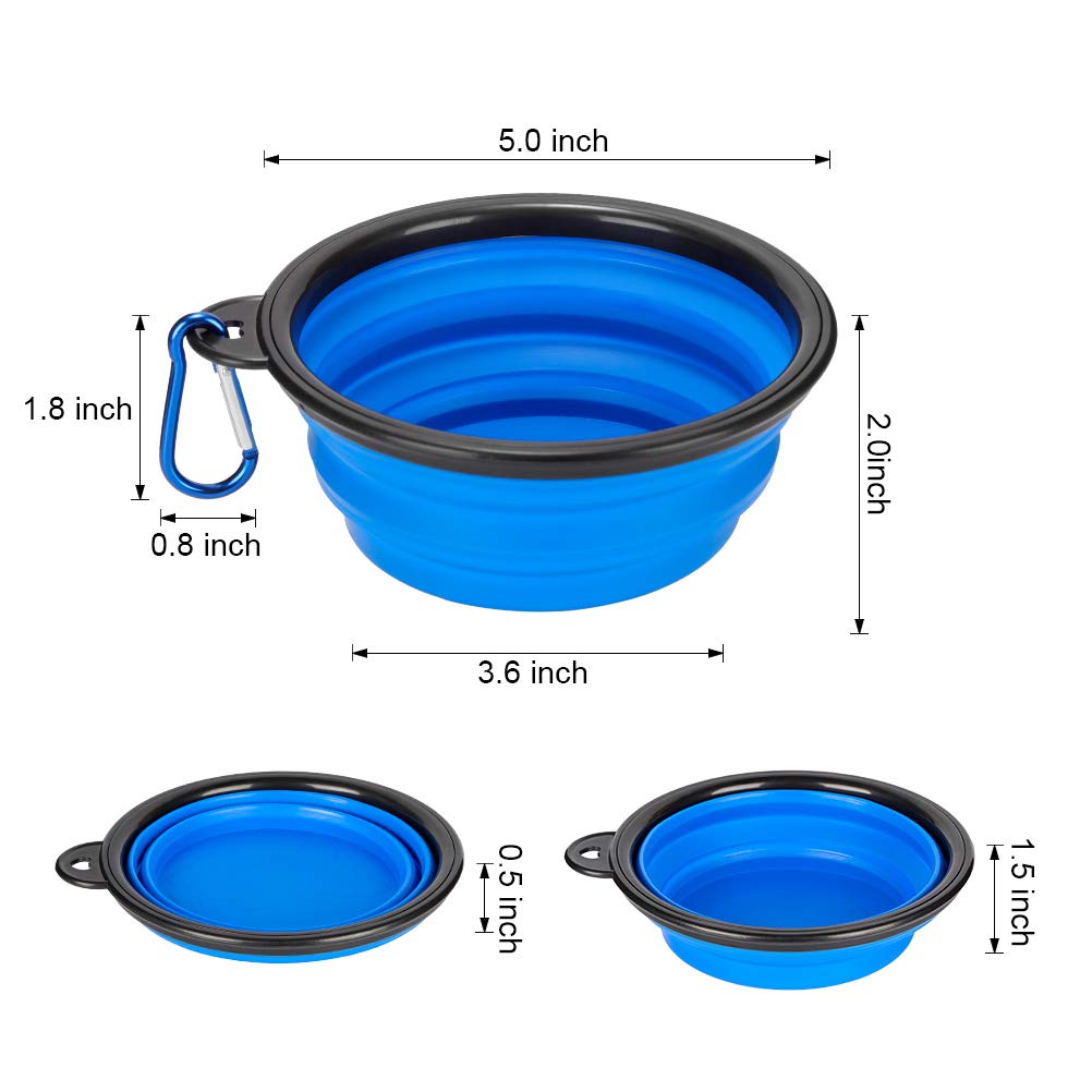 2 Pack Large Size Collapsible Dog Bowl, Food Grade Silicone