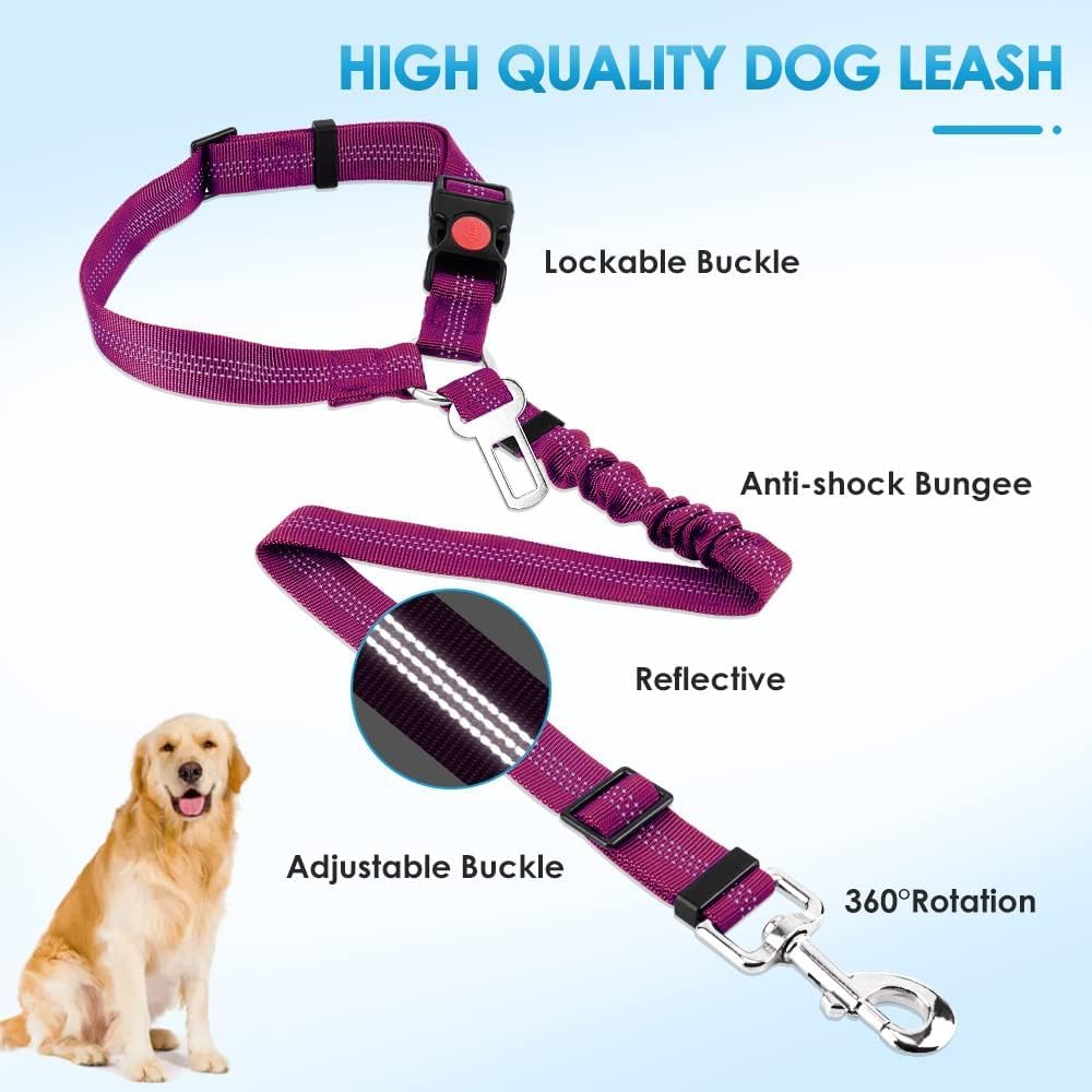 Dog Seat Belt, 2 Pack Harness Seatbelt Adjustable With