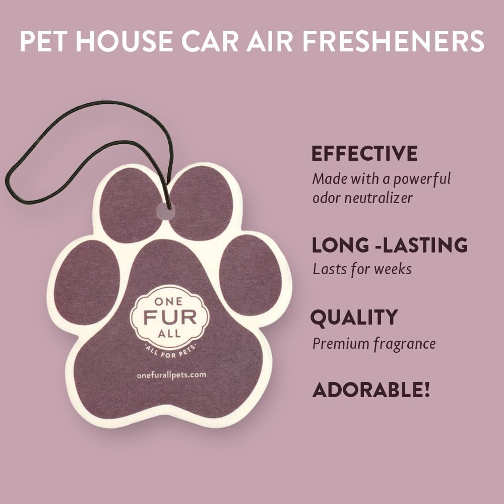 One Fur All Pet House Car Air Freshener - Lavender Green Tea Pack of 4 - Non-toxic Car Air Freshener - Pet-Friendly Air Freshener For Small Spaces & Car - Hanging Odor Eliminating Air Freshener