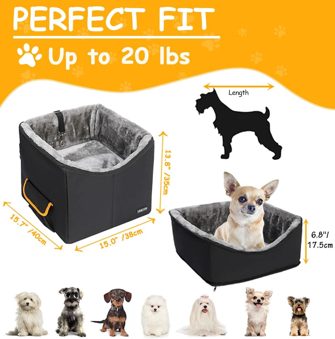 Dog Car Seat for Small Dogs, Elevated Dog Booster Seat Pet