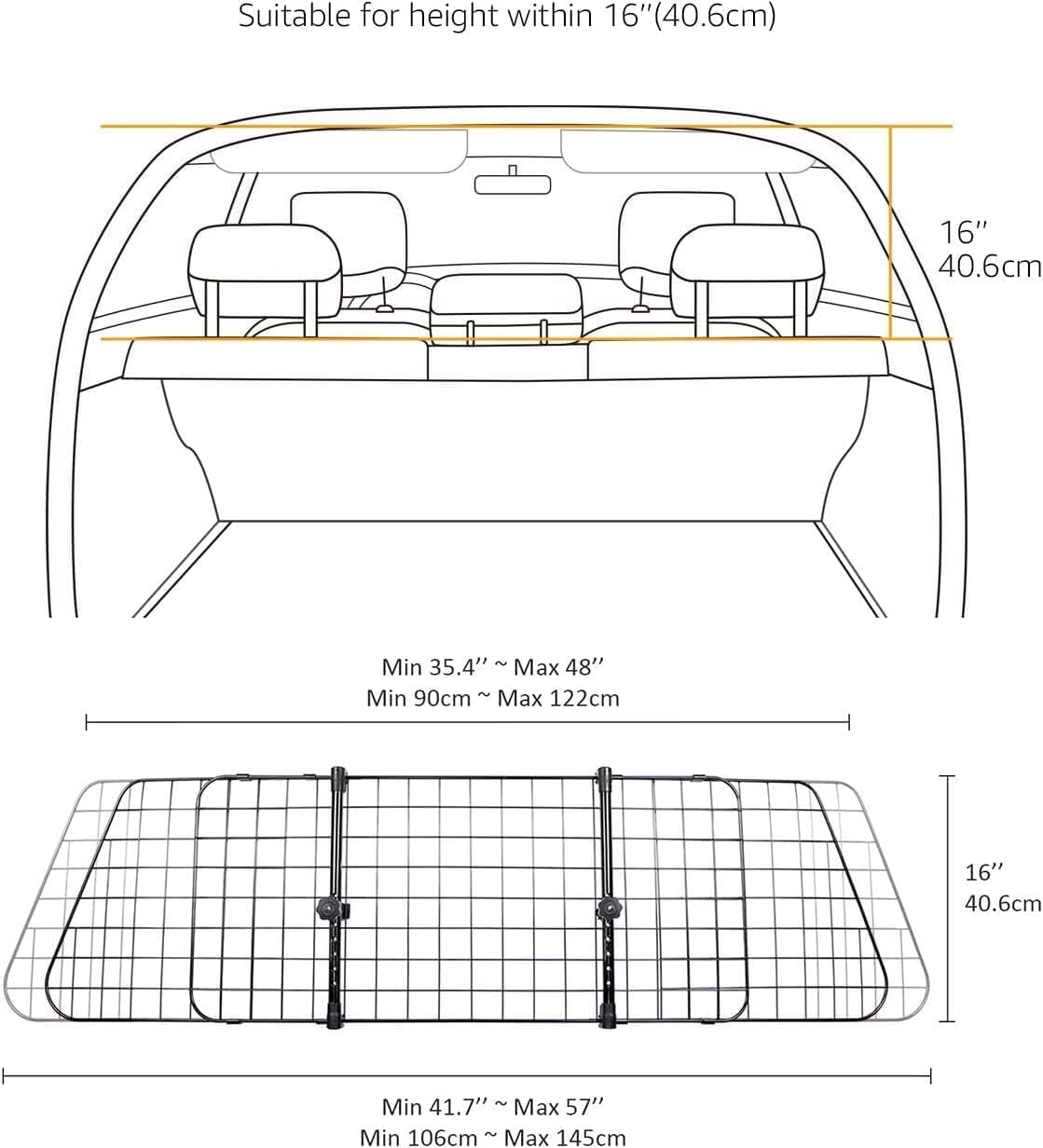Adjustable Dog Car Barrier for Vehicles, 59.72 x 5.20 x