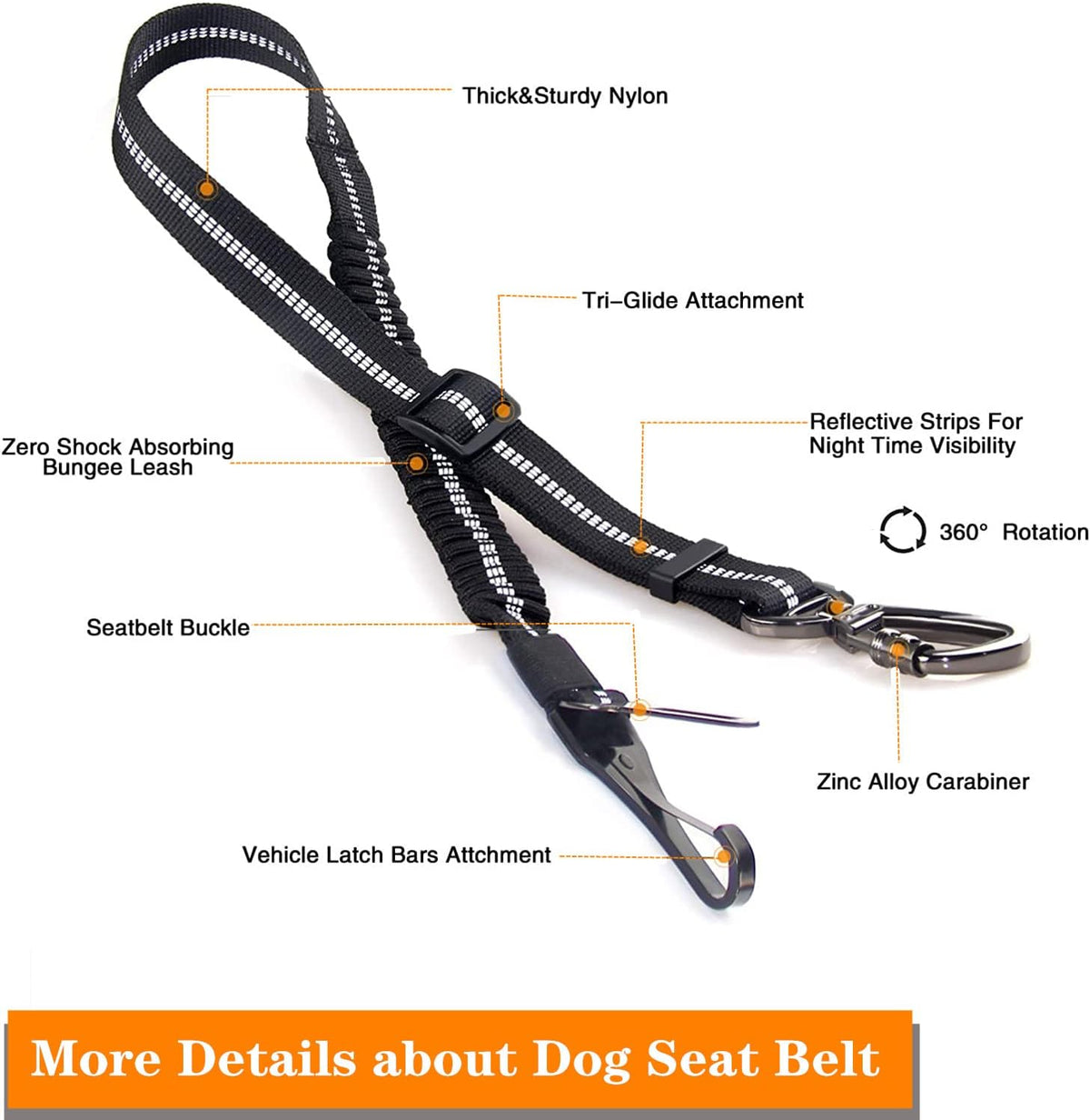 Dog Seat Belt,Adjustable Dog Seatbelt for Car,3 in 1 Dog
