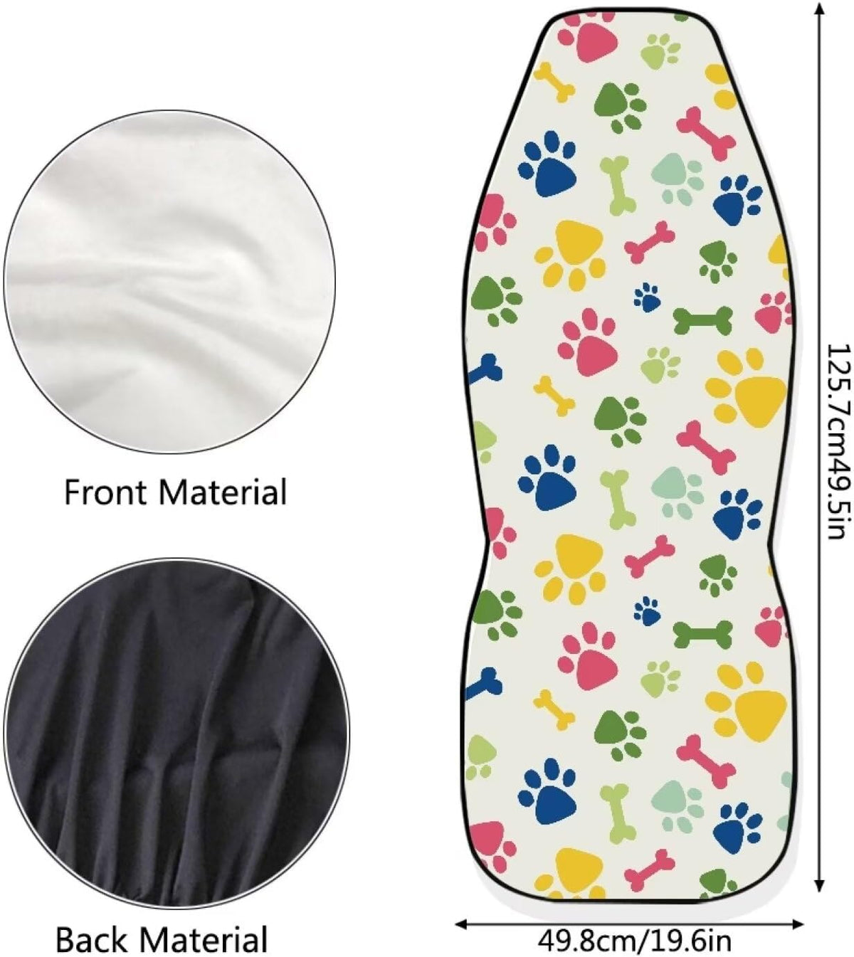 Colorful Dog Paws Print Car Seat Covers Cute Car