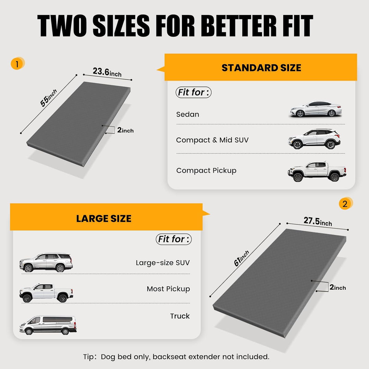 Dog Car Bed for Back Seat Cover, Supportive Foam Pet Mat
