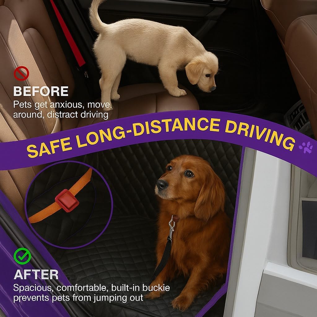 Dog Car Seat Cover with Mesh Window | Waterproof Nonslip