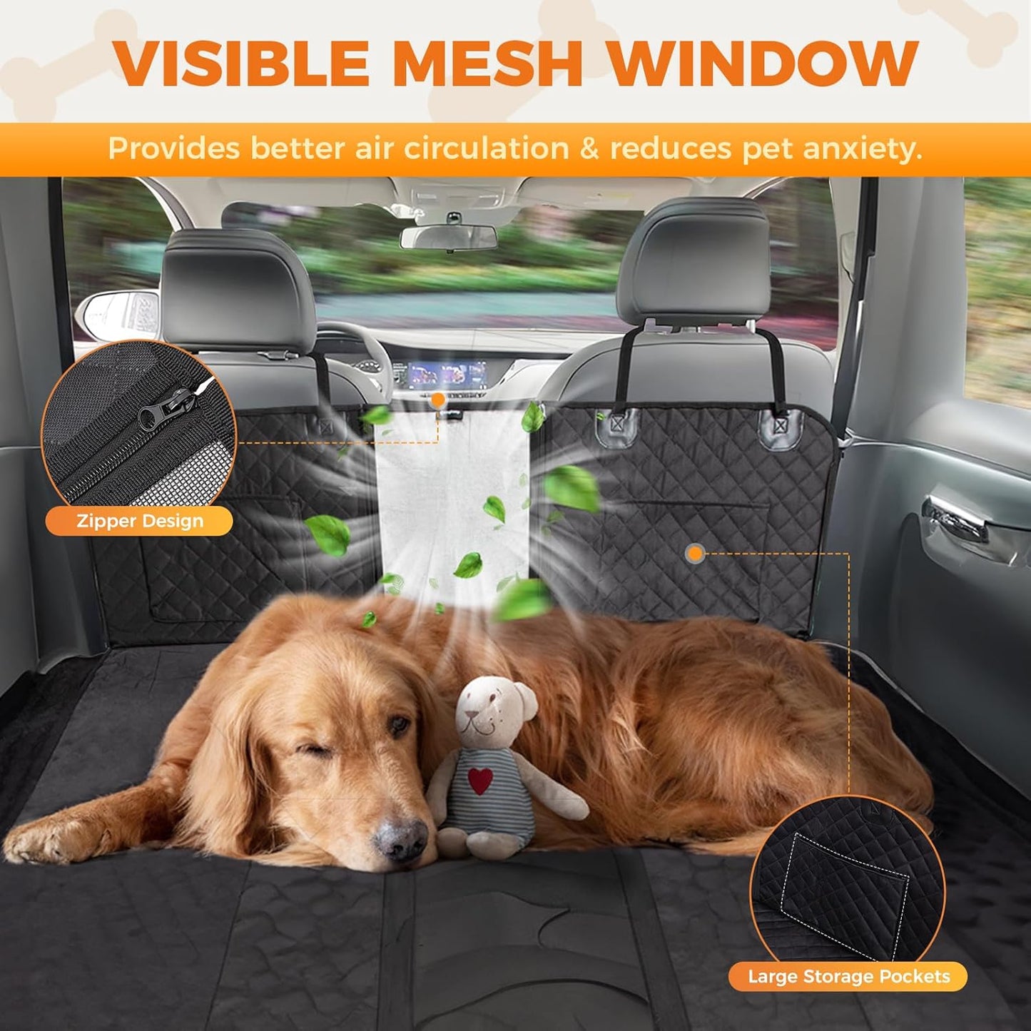 Dog Car Seat Cover for Back Seat, Waterproof Dog Hammock