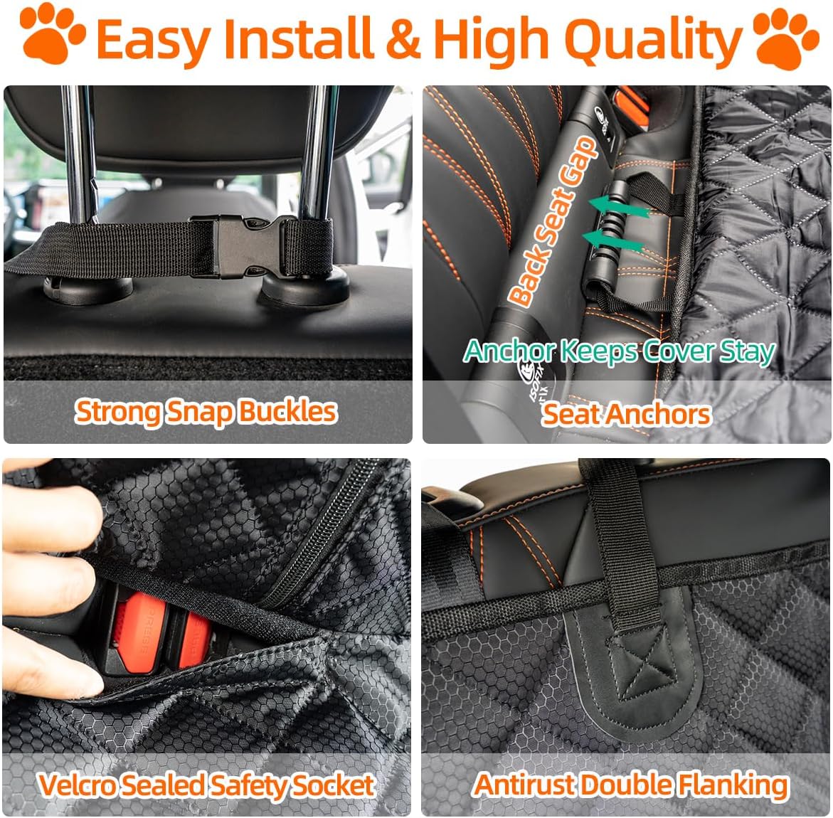 Dog Car Seat Cover for Back Seat Pet Cover for Dogs