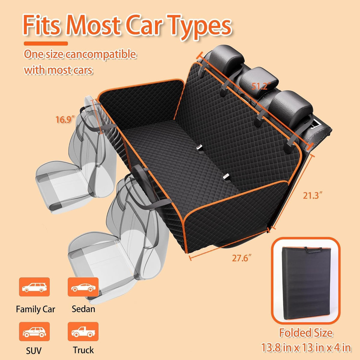 Back Seat Extender for Dogs - Large Space, Waterproof Dog