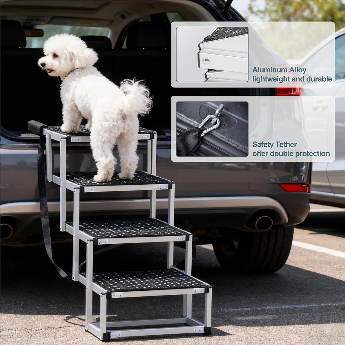 Dog Steps for Car, Portable Pet Stairs for Large/Small Dogs