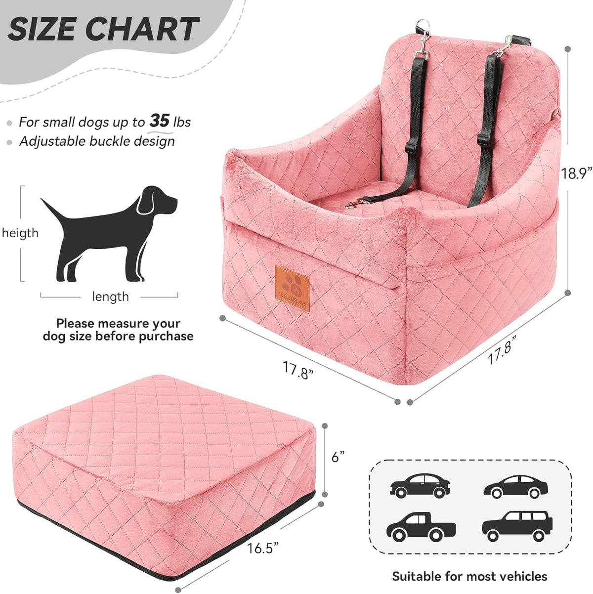 Dog Car Seat for Small/Medium Dogs, Dog Booster Car Seats