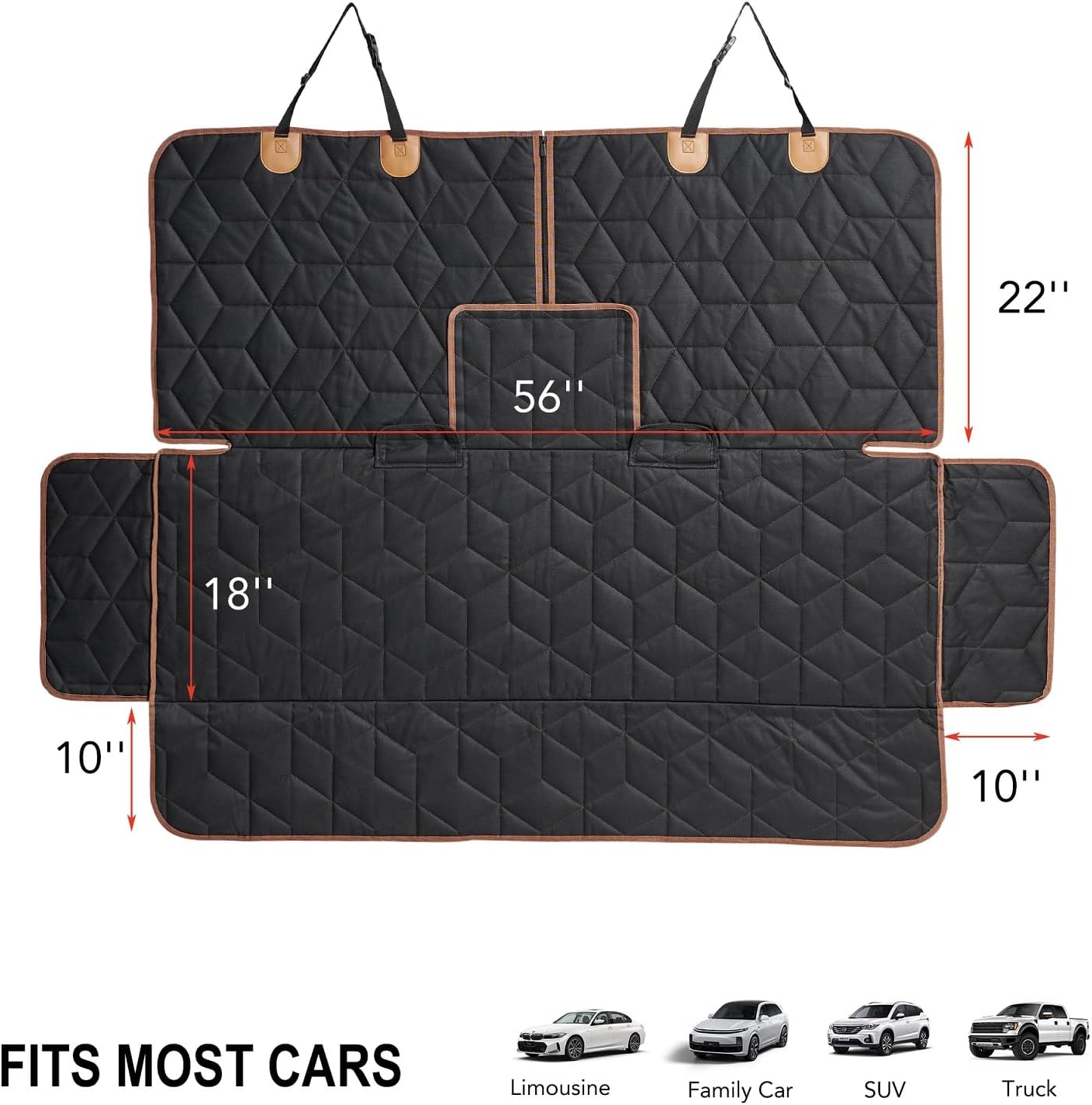 Dog Car Seat Cover for Back Seat, Heavy-Duty Non-Slip