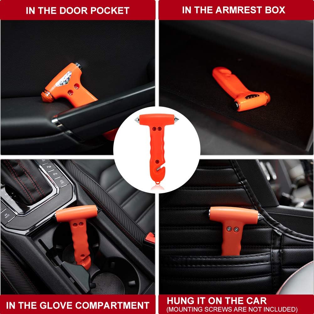 2-Pack Car Safety Hammer Seatbelt Cutter, Auto Emergency