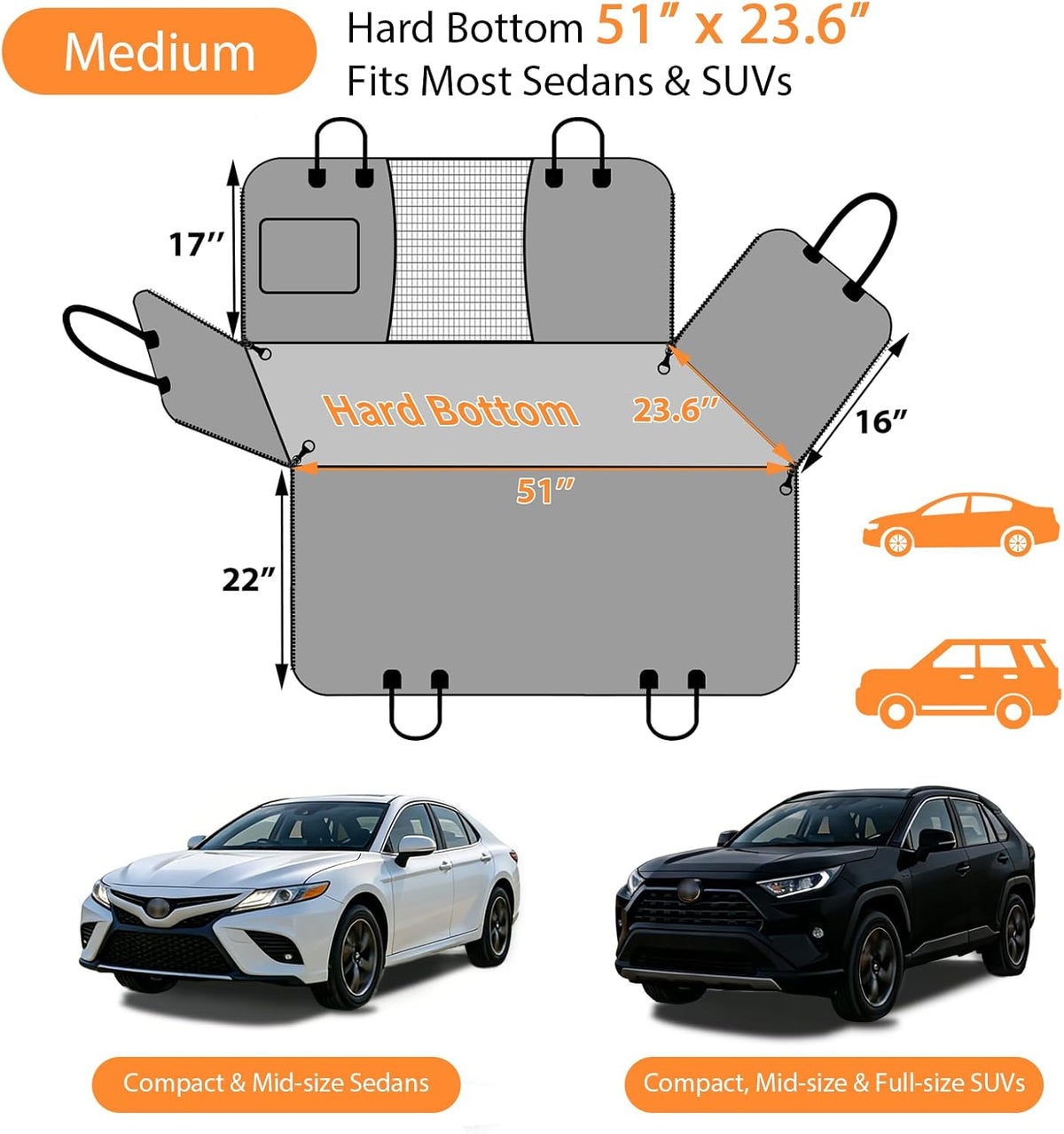 Back Seat Extender for Dogs - Hard Bottom Dog Car Seat