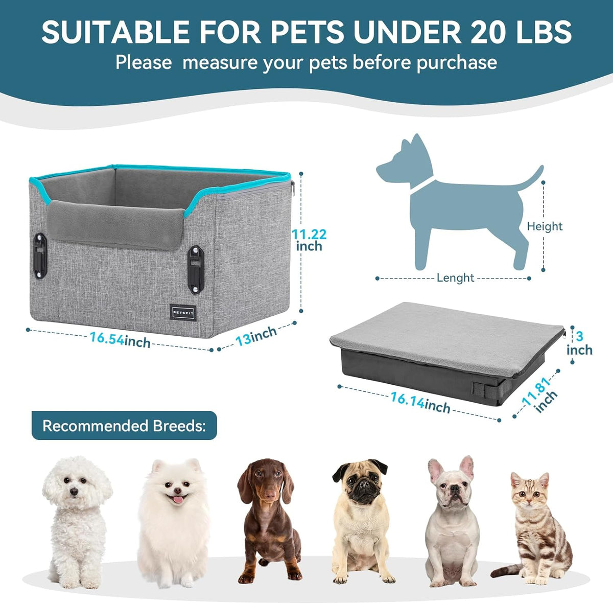 Dog Car Seats for Small Dogs – Patented Safety Buckles –