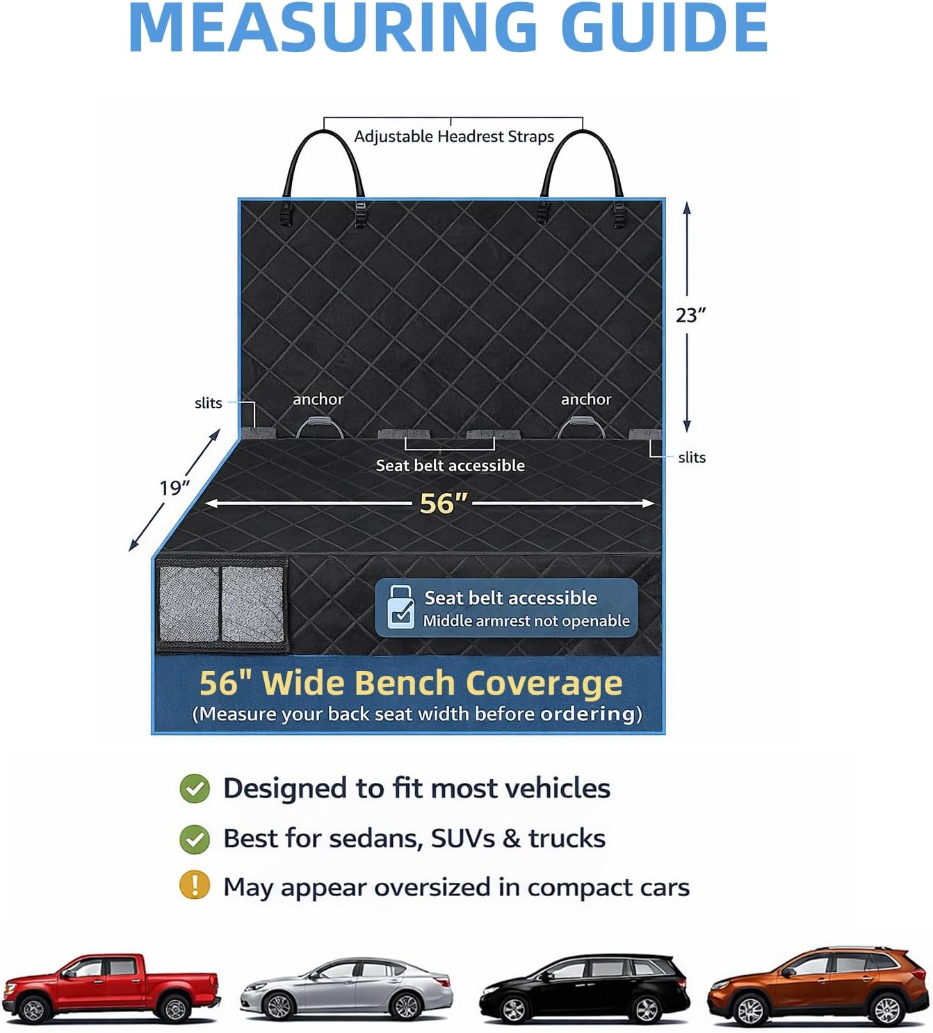 Dog Car Seat Cover for Back Seat Waterproof Backseat