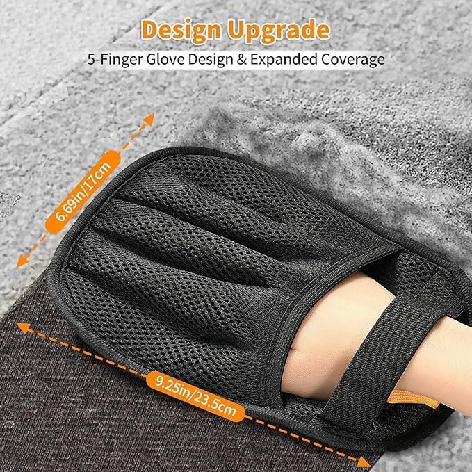 Pet Static Hair Removal Gloves , Double-Sided Bristles Hair