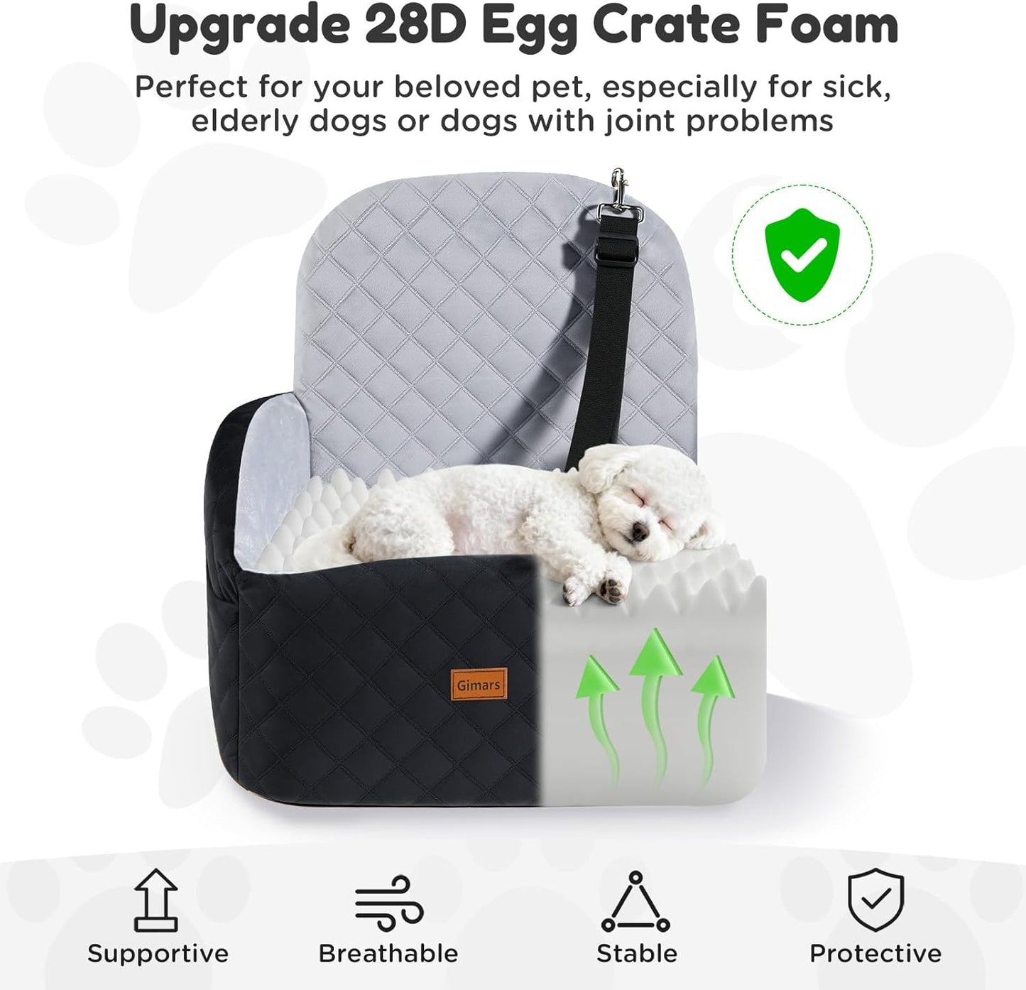 Upgrade Dog Car Seat with Reversible Long & Short Plush