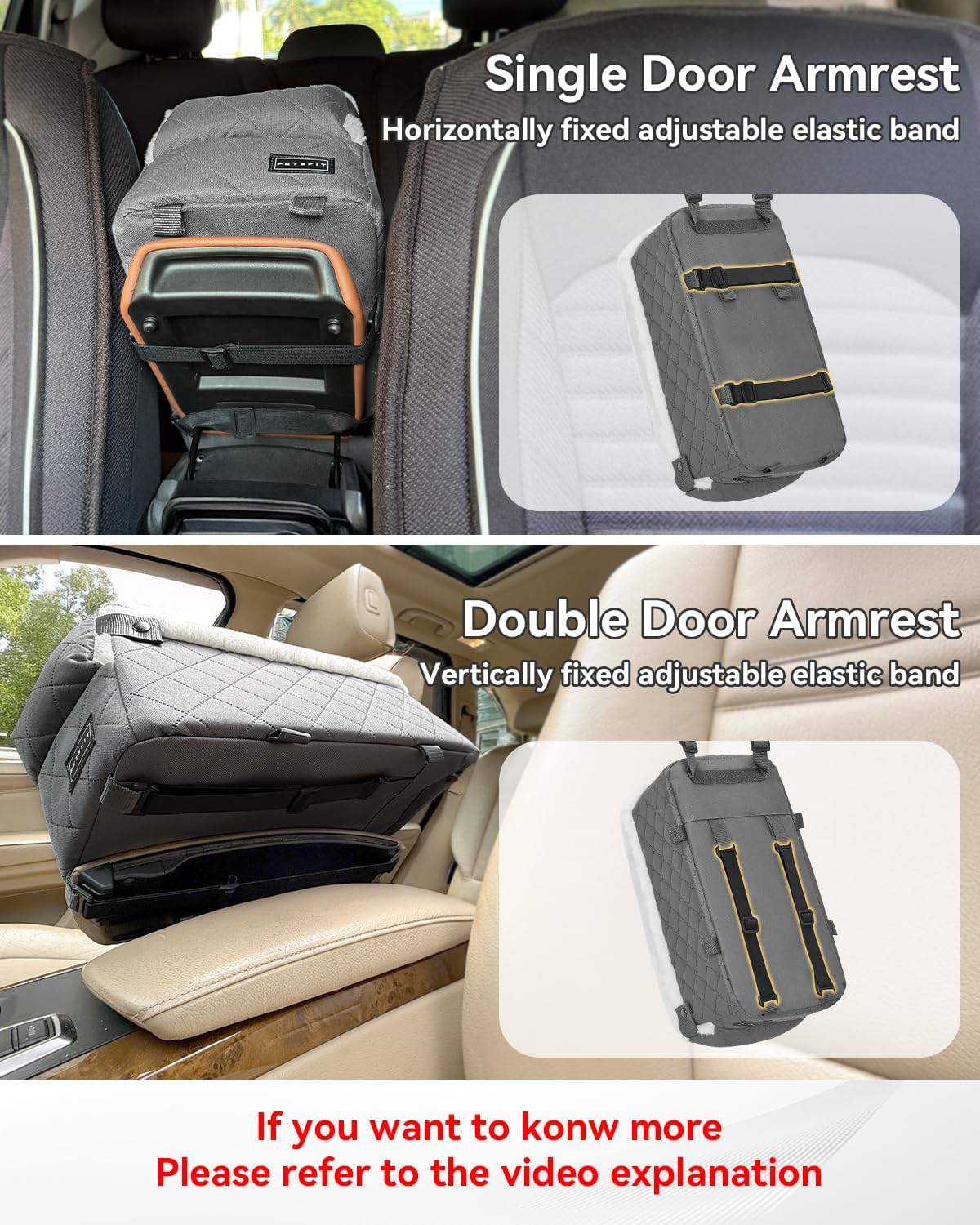 Center Console Dog Car Seat with Safe Protection Hooks, Pet