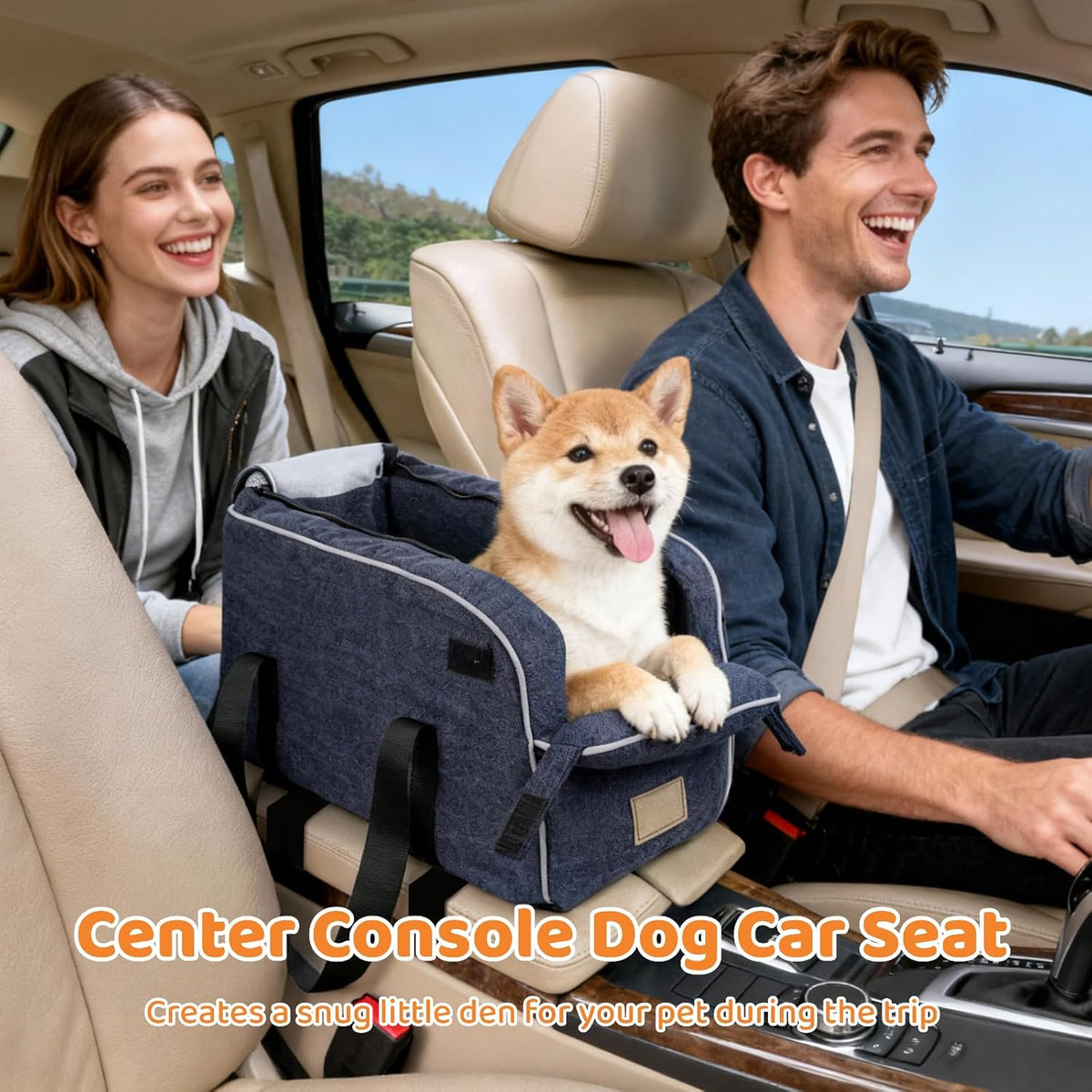 Puppy Cat Booster Seat for Car Armrest, Center Console Dog