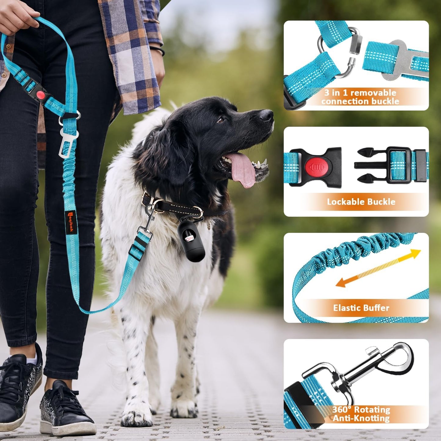 Removable Dog Seat Belt Harness for Car, 3 in 1 Pet Dog Car