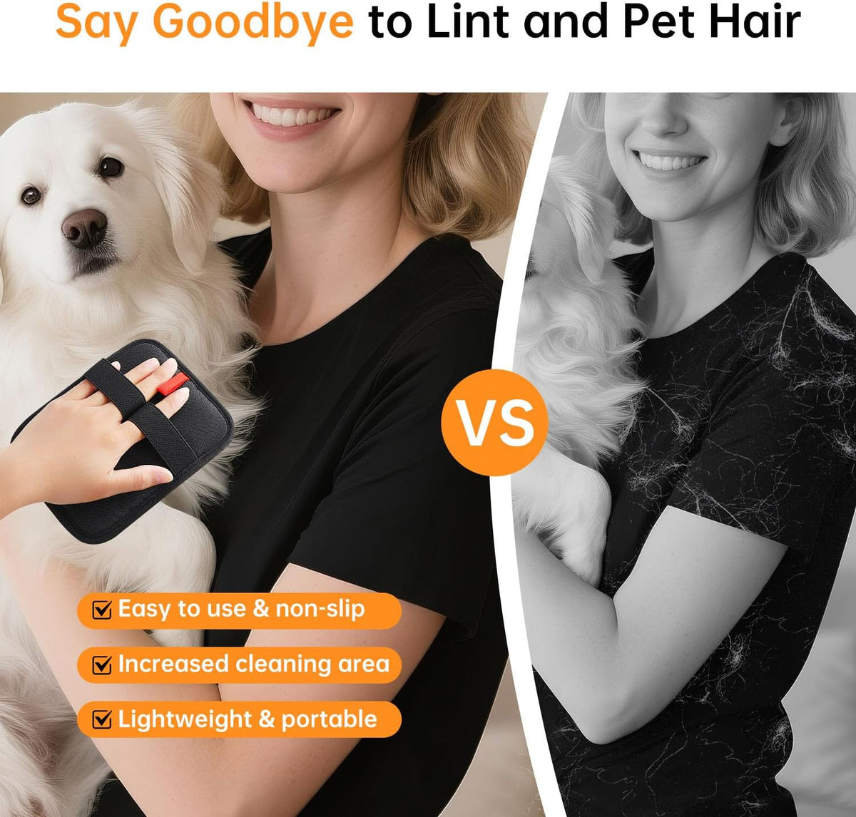 2 Pcs Pet Hair Removal Gloves, Reusable Electrostatic Pet