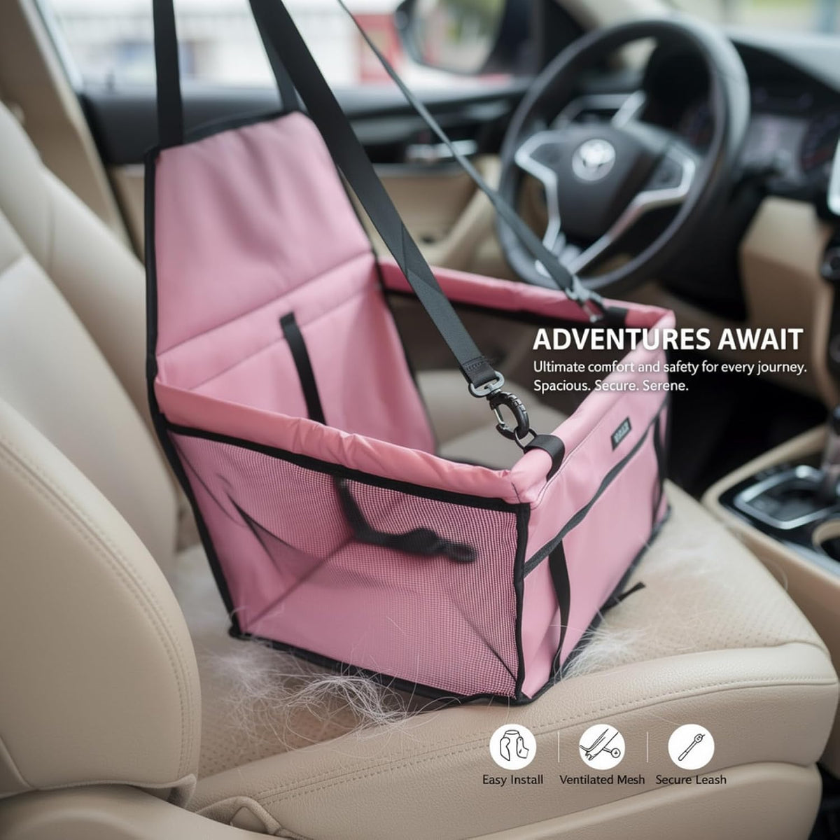 16.1 X 12.6 X 10.6 in Dog Car Seat, Pet Booster with Safety