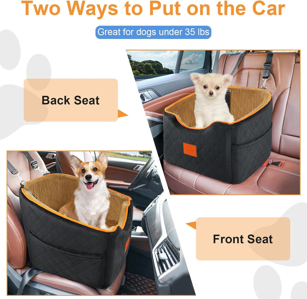 Dog Car Seat for Small Dogs, Memory Foam Booster Dog Seat