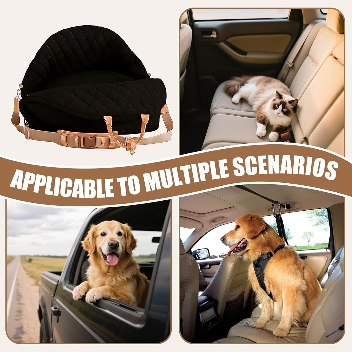 Dog Booster Seat - Waterproof Travel Bed with Handles