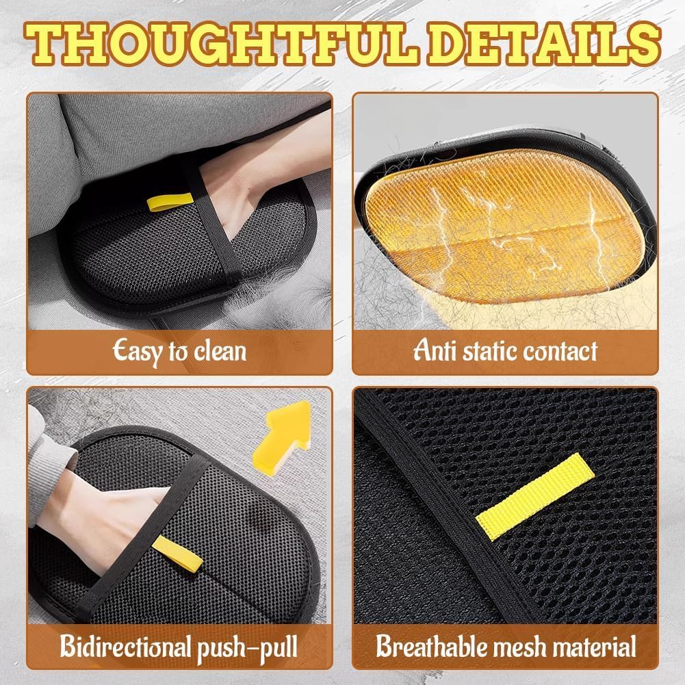 Static Pet Hair Removal Gloves - 4 Pack, Reusable &