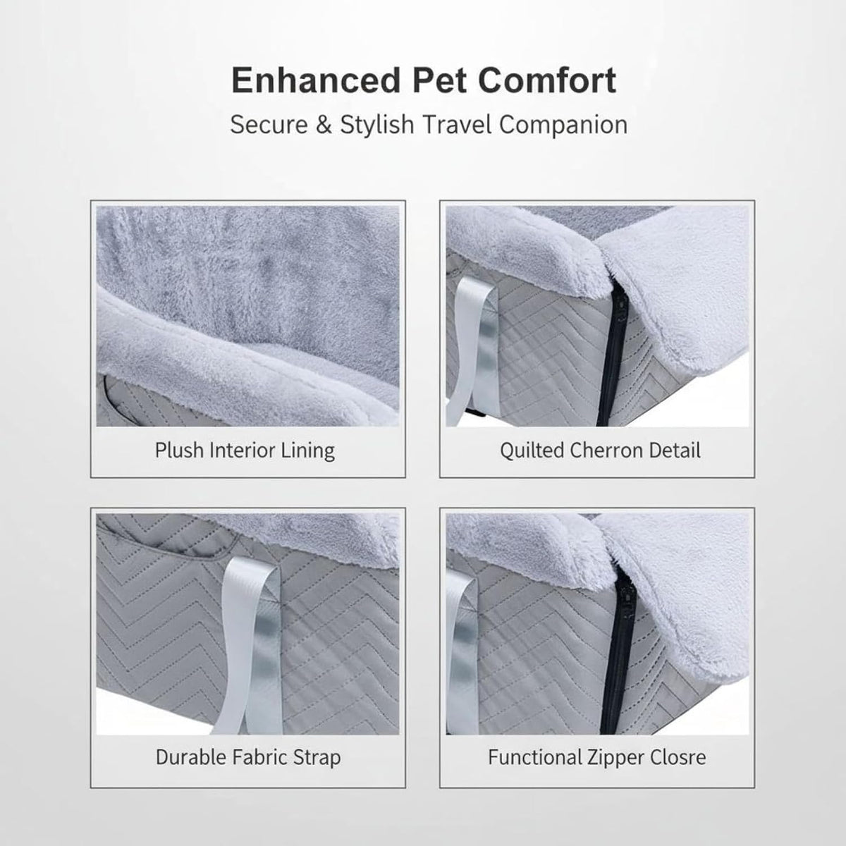 Console Dog Car Seat, Small Portable Gray, 11.8 X 19.7 X