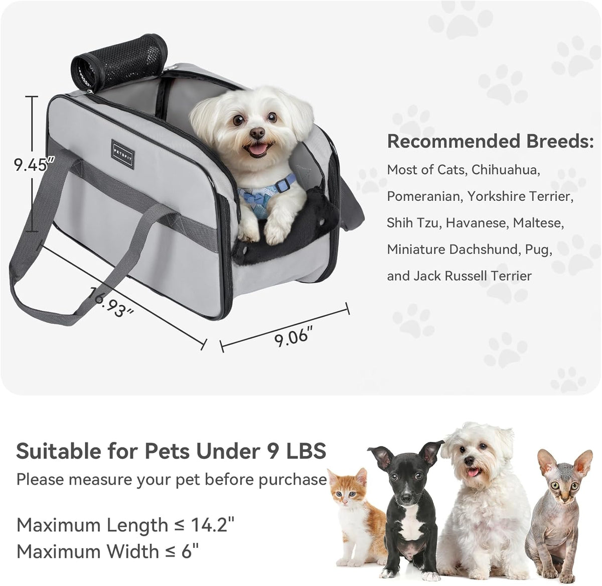 Multipurpose Console Dog Car Seat, Portable Small Dog Car