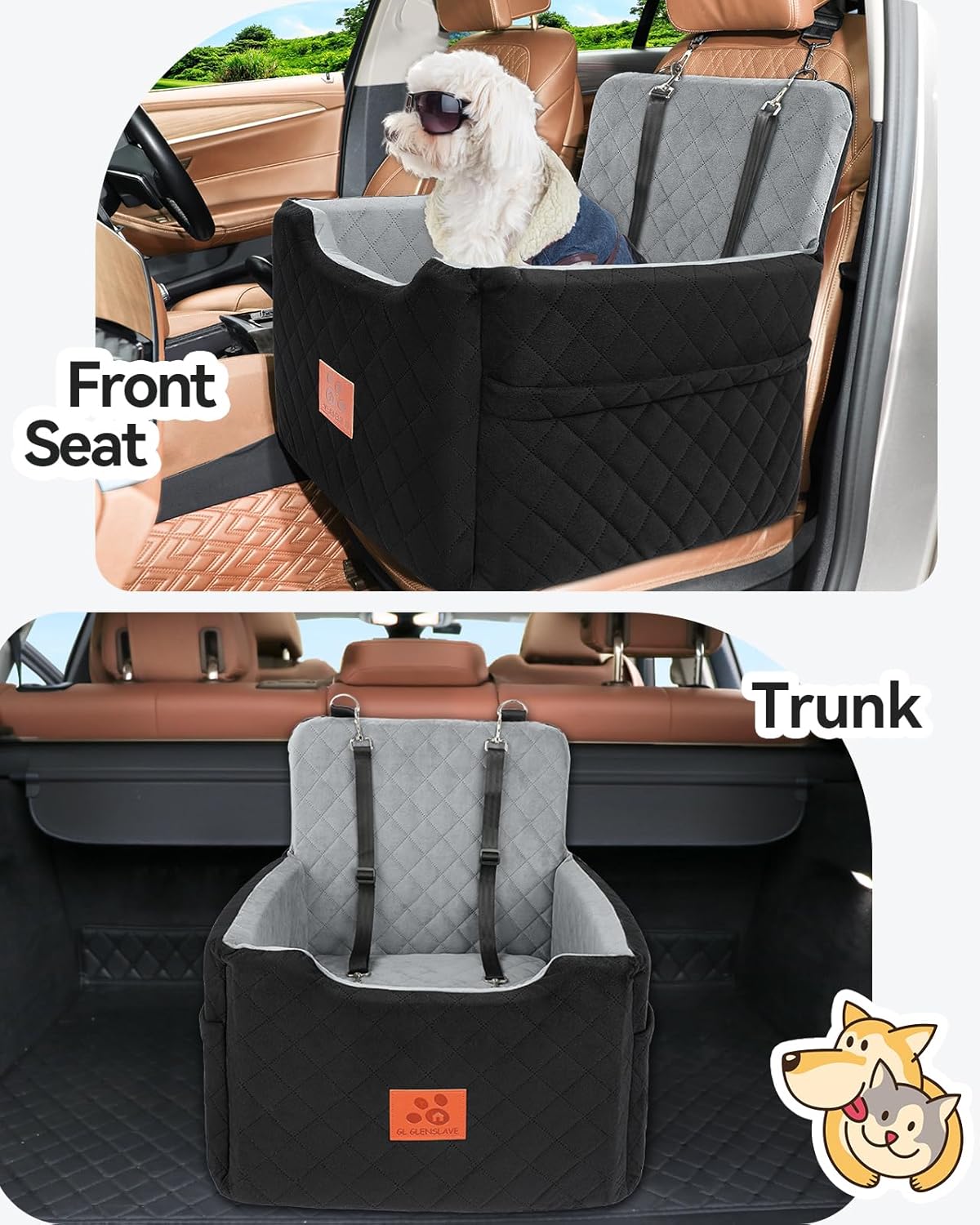 Dog Car Seat for Small/Medium Dogs Under 35lbs,Memory Foam