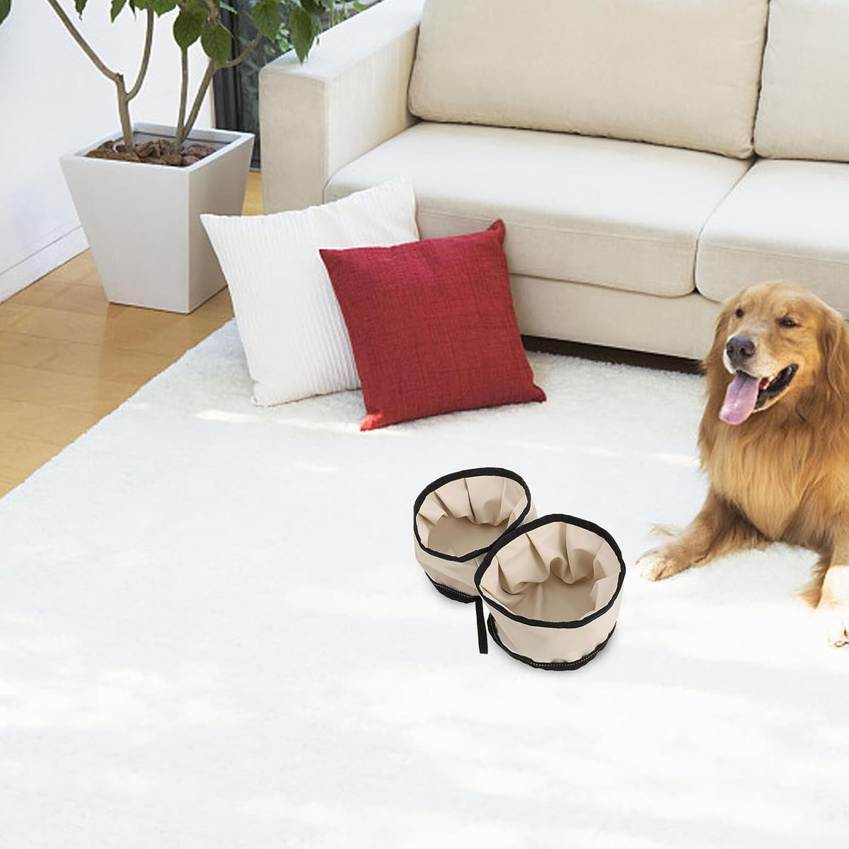 Foldable Dog Travel Bowl Waterproof Oxford Cloth Zipper