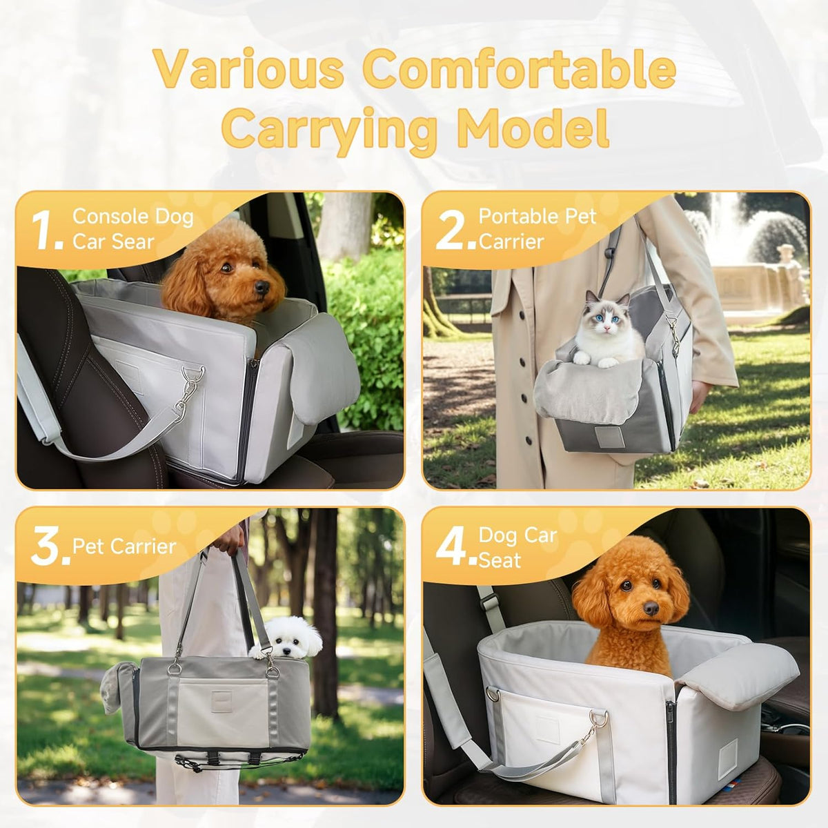 Center Console Dog Car Seat, Dog Car Seats for Small Dogs