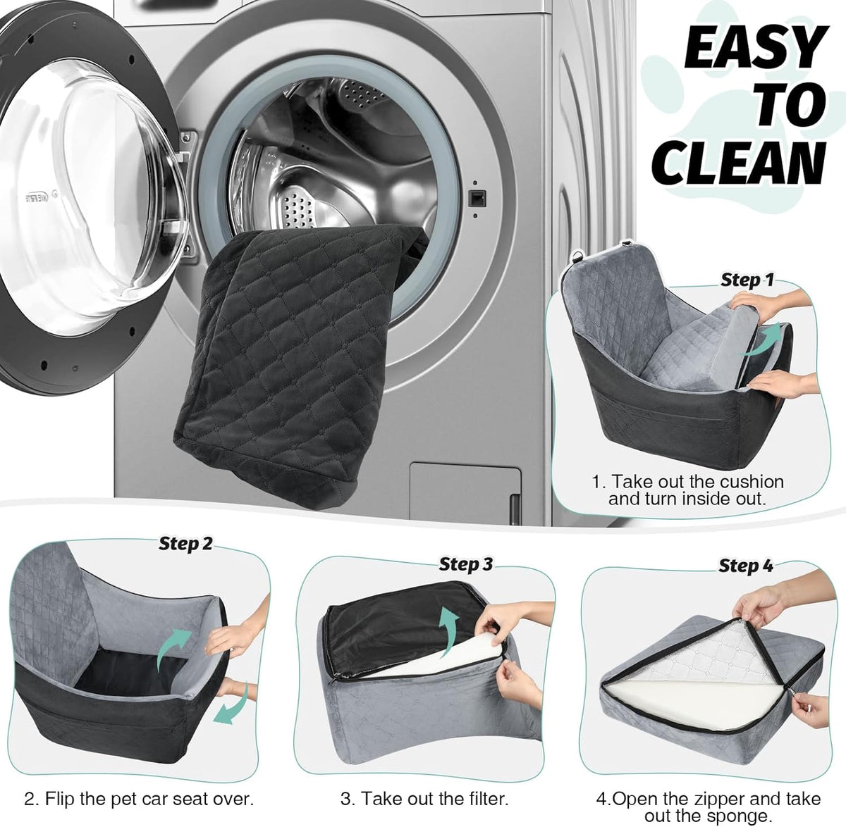 Dog Car Seat for Medium Dogs Up to 40lbs,Fully Detachable