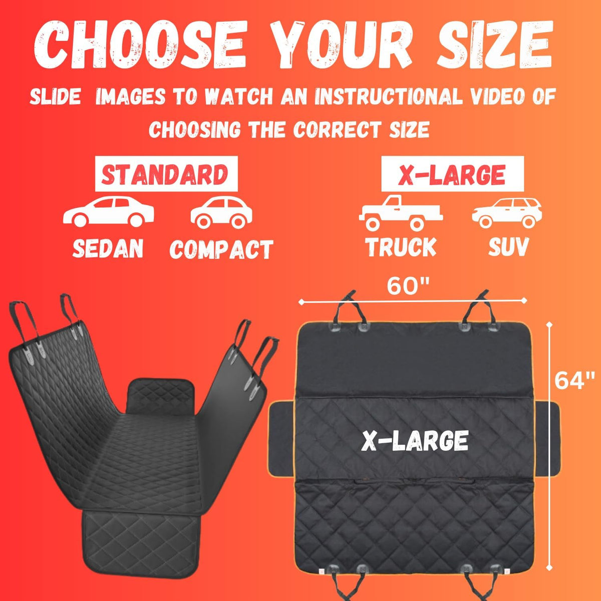 Dog Car Seat Cover for Back Seat for XL Cars, SUVs & Trucks