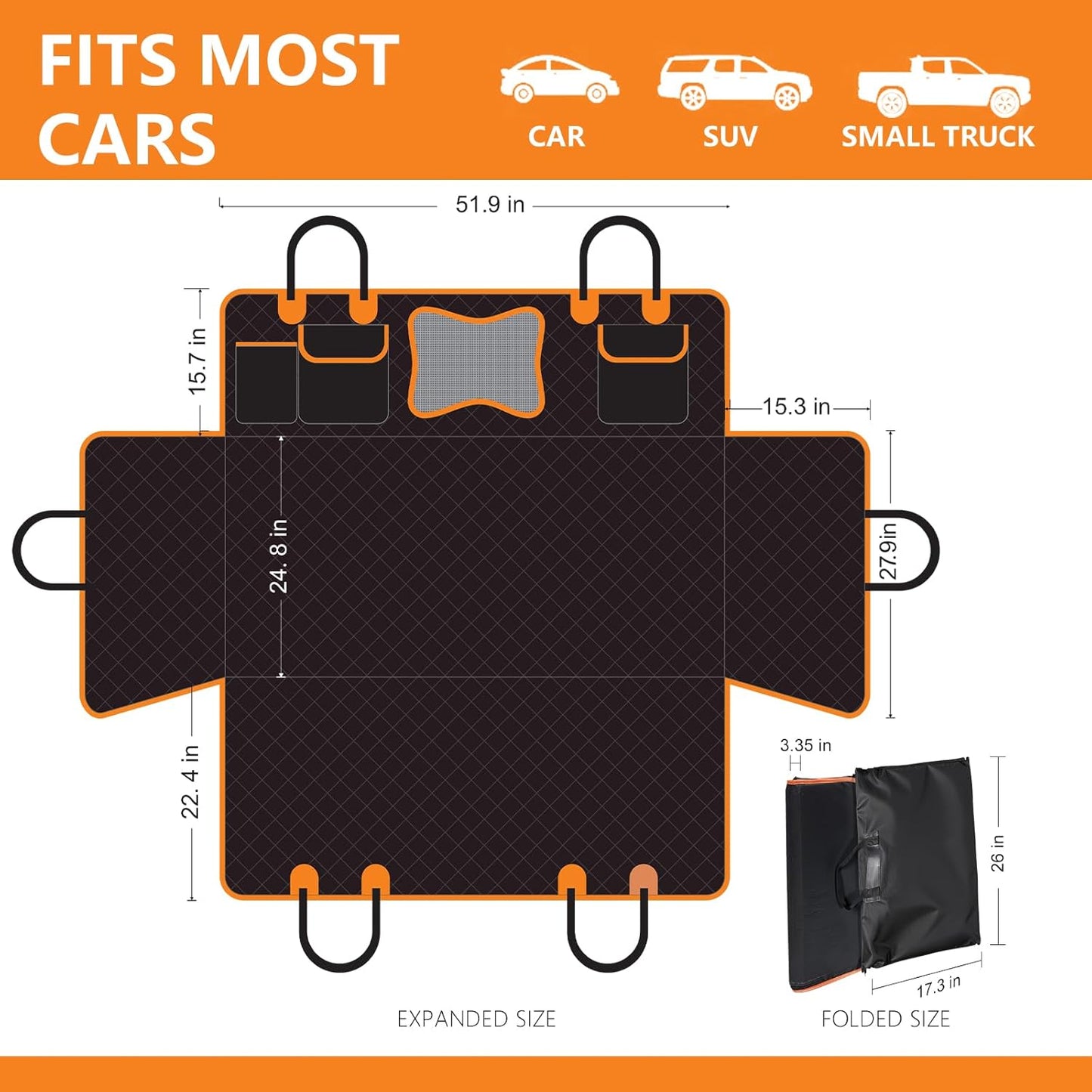 Back Seat Extender for Dogs, Dog Car Seat Cover with Hard