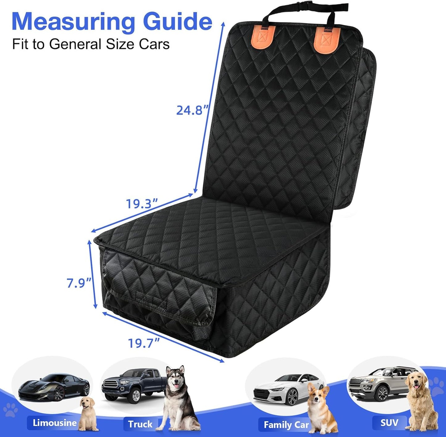 Front Seat Cover 2 Pack, Full Protection Dog Car Seat Cover