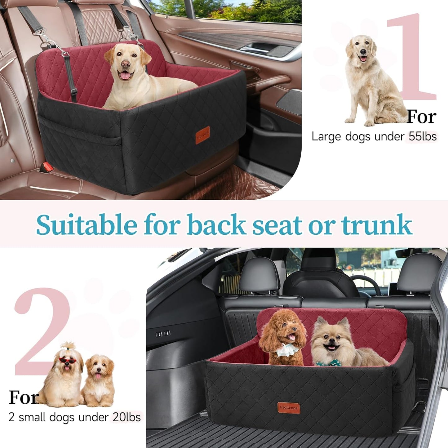 Dog Car Seat for Medium/Large Dogs, Pet Booster Seat for